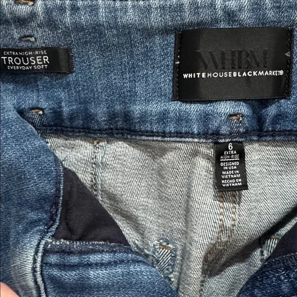 WHBM Extra High-Rise Trouser Everyday Soft Size 6 Medium Wash Blue EUC $120 KL - Picture 7 of 16
